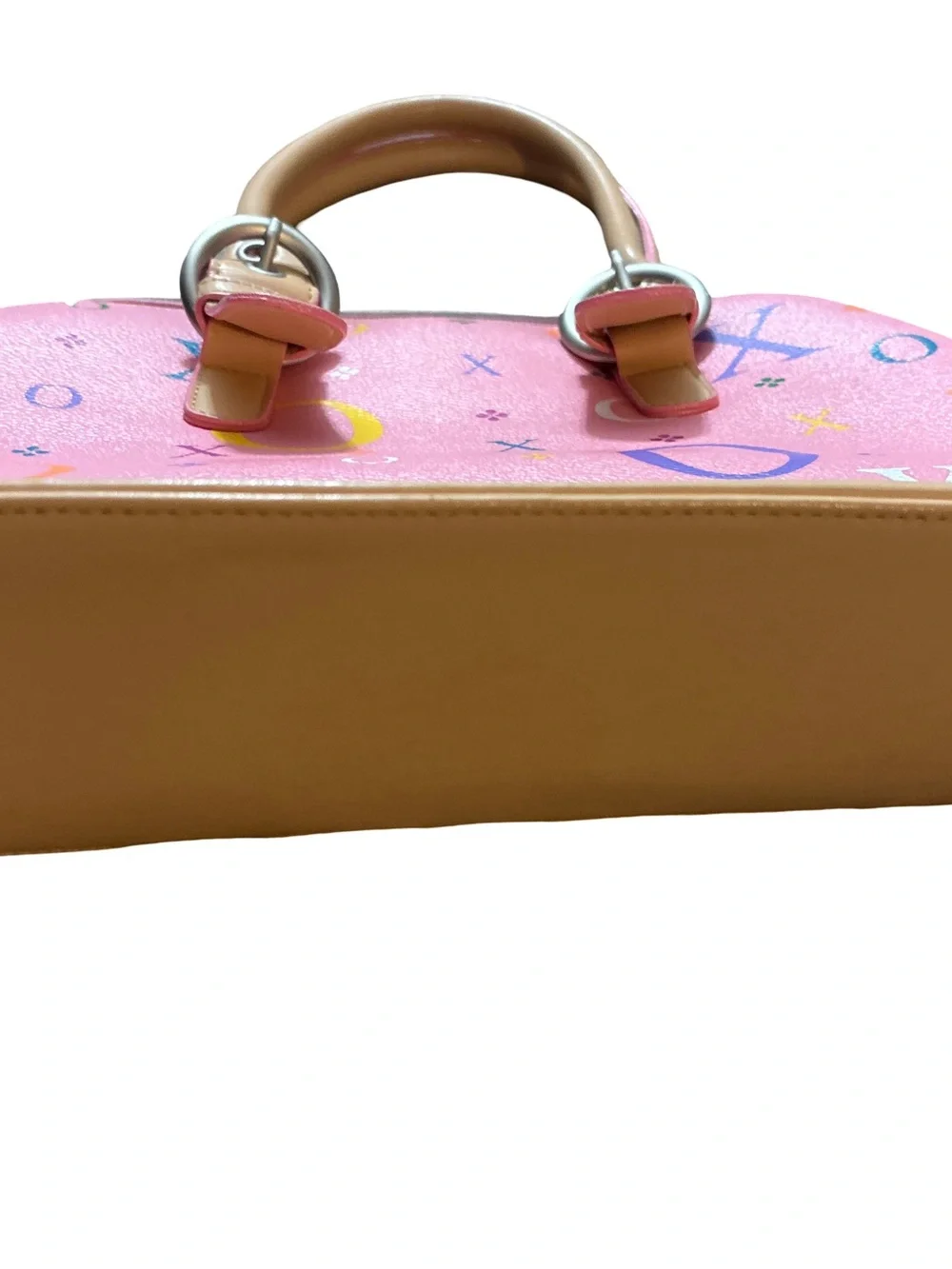 XOXO Pink Multicolor Logo Dome Satchel with Tan Trim
